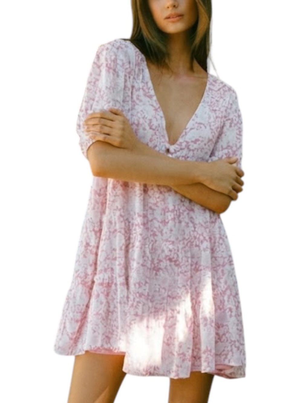 SABO SKIRT Pink Floral Tiered Babydoll Dress Puff Sleeve Coquette XL